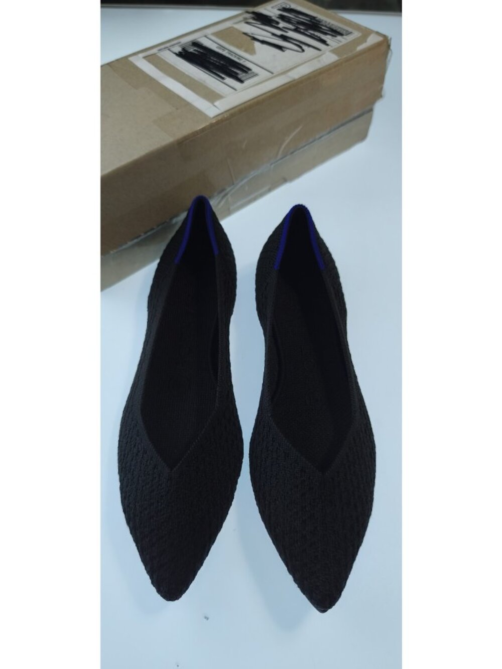 Rothy's The Point Flats W6.5 Black Honeycomb Retired Style NWB 002-209